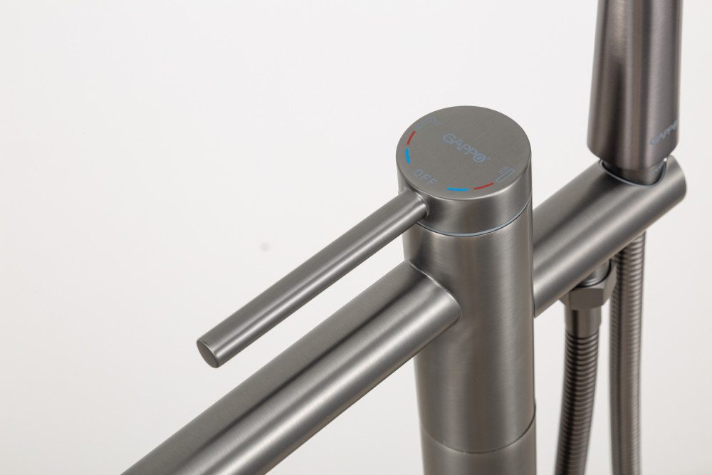 Смеситель напольный для ванны Gappo G3006-9, оружейная сталь — изображение 7