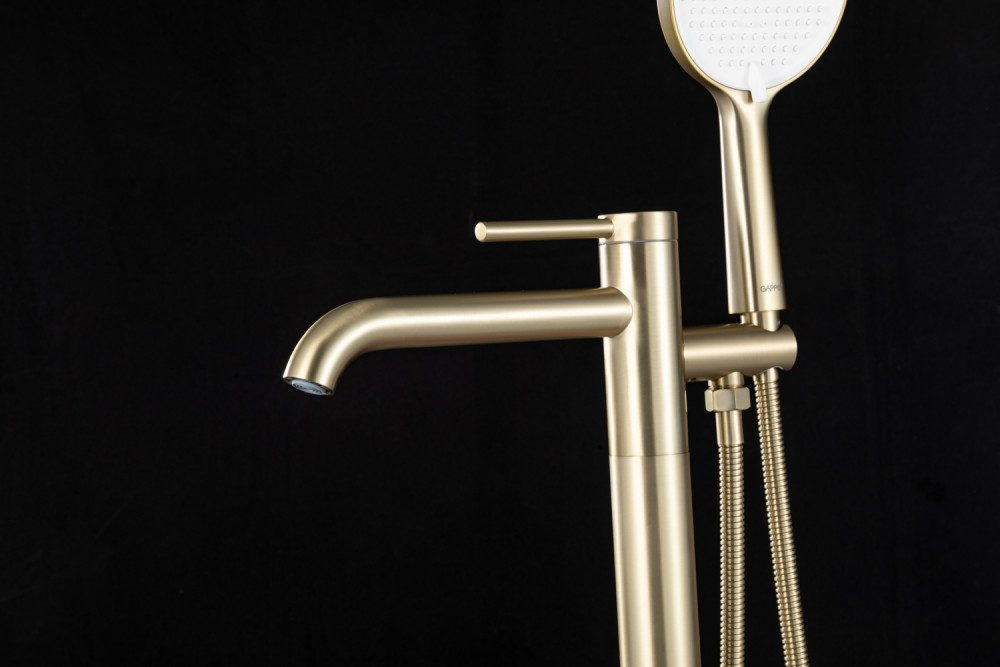 Смеситель напольный для ванны Gappo G3006-3, золотой сатин — изображение 4