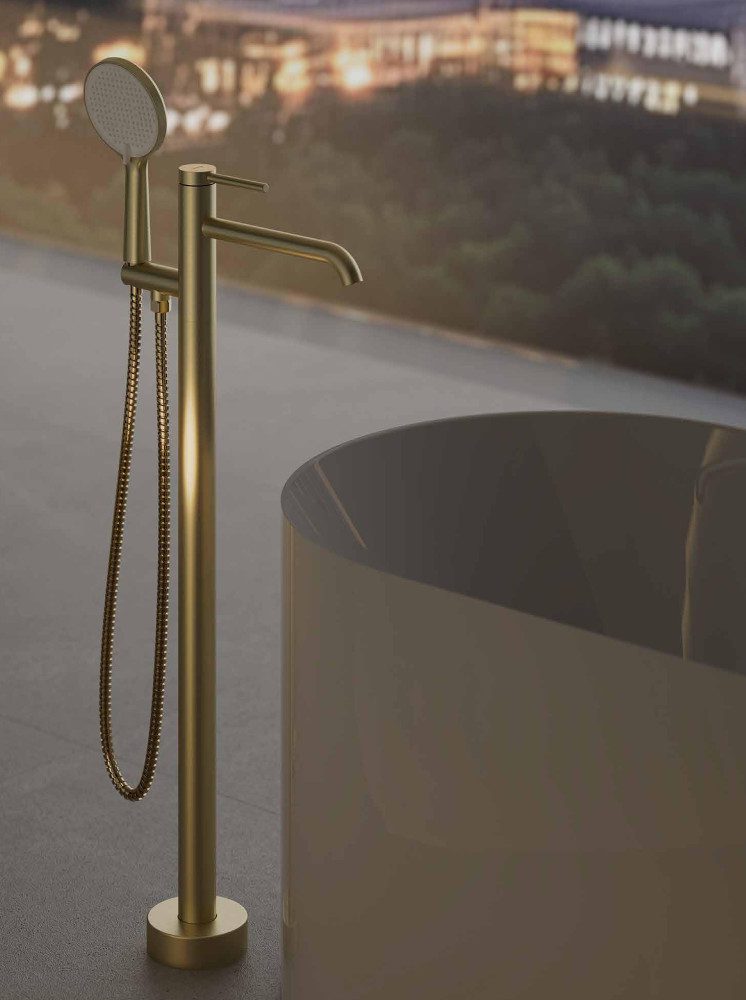 Смеситель напольный для ванны Gappo G3006-3, золотой сатин — изображение 8