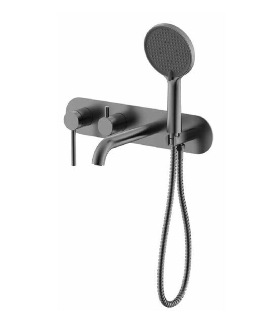 Смеситель скрытого монтажа для ванны Gappo G3306-9, оружейная сталь