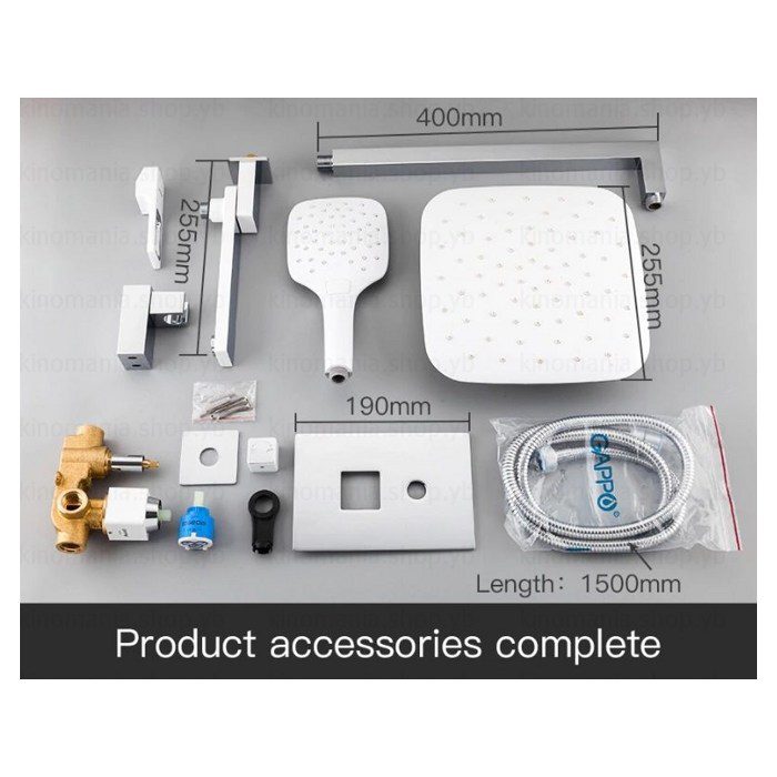 Душевая система скрытого монтажа Gappo G7117-8, белый/хром — изображение 5