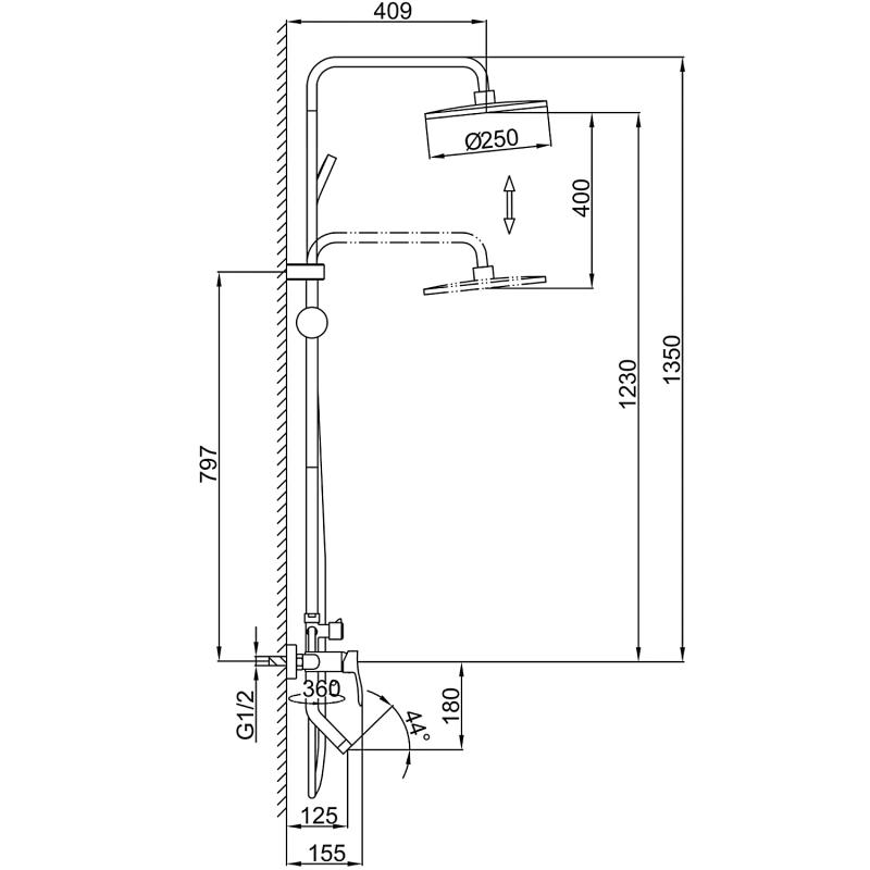 Душевая система Frap F24011-9, оружейная сталь — изображение 2