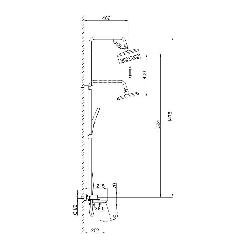 Душевая система Frap F24202-6, чёрный — изображение 2