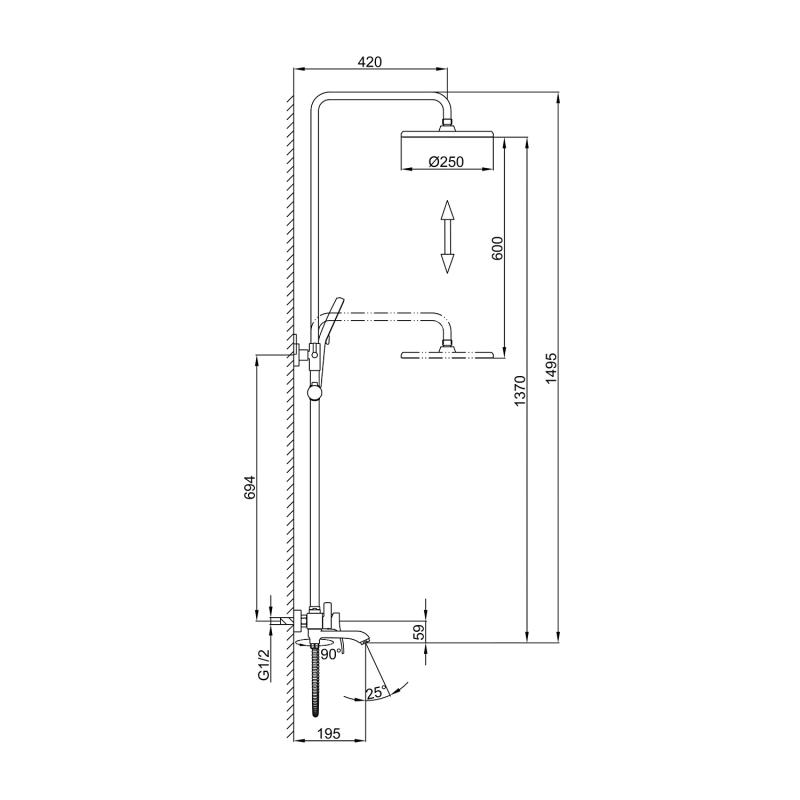 Душевая система Frap F2475-9, оружейная сталь — изображение 2