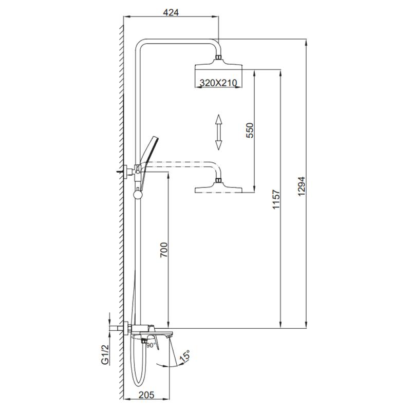 Душевая система Frap F2487-9, оружейная сталь — изображение 2