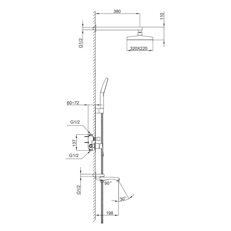 Душевая система скрытого монтажа Frap F7176-3, золотой сатин — изображение 2