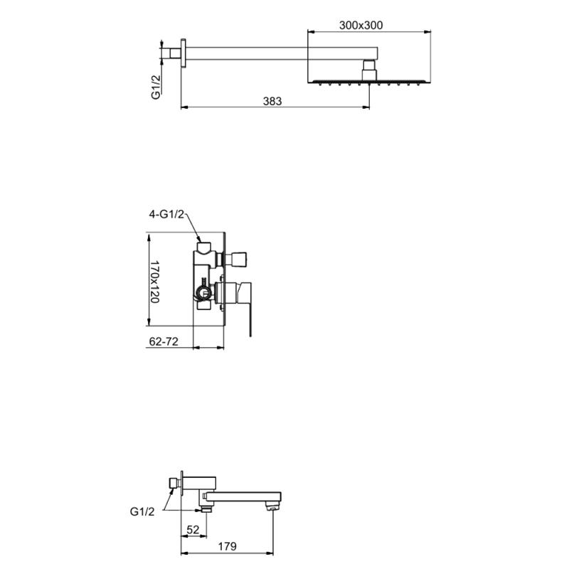 Душевая система скрытого монтажа Frap F71802-6, чёрный — изображение 2