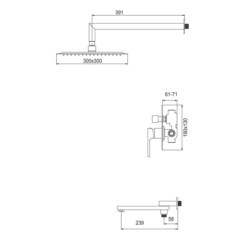 Душевая система скрытого монтажа Gappo G7117-6, чёрный — изображение 2