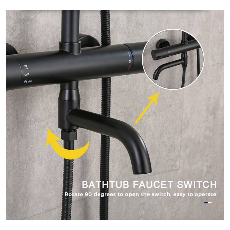 Душевая система с термостатическим смесителем Frap F24006-6, чёрный — изображение 5