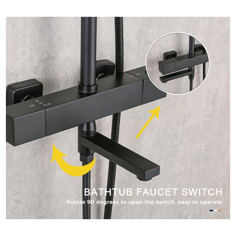 Душевая система с термостатическим смесителем Frap F24007-6, чёрный — изображение 5