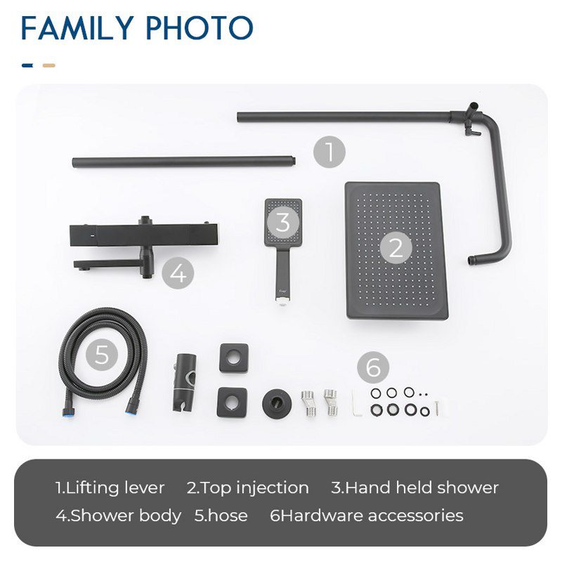 Душевая система с термостатическим смесителем Frap F24007-6, чёрный — изображение 7