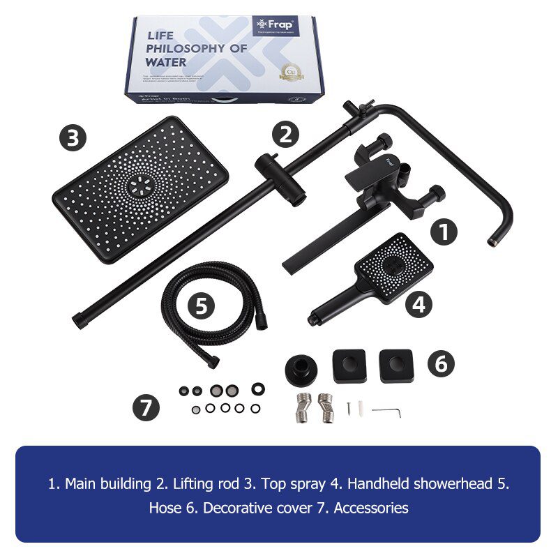 Душевая система Frap F2471-6, чёрный — изображение 6