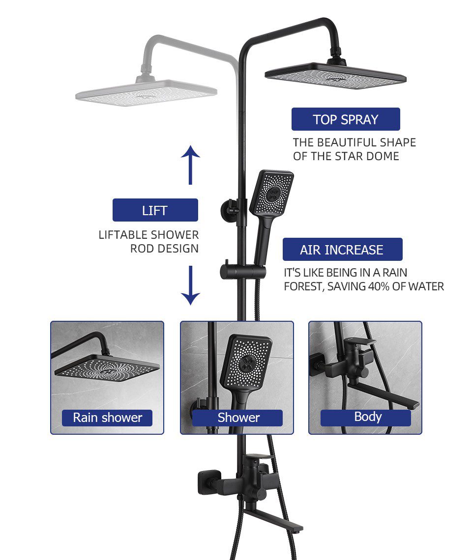 Душевая система Frap F2471-6, чёрный — изображение 5