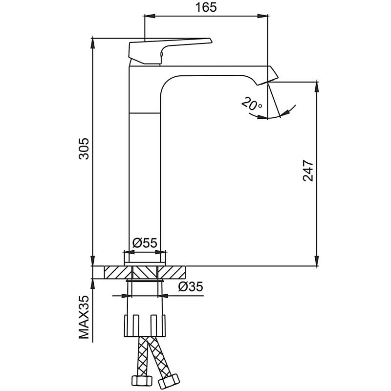 Смеситель для умывальника Frap F1071-29, оружейная сталь — изображение 2