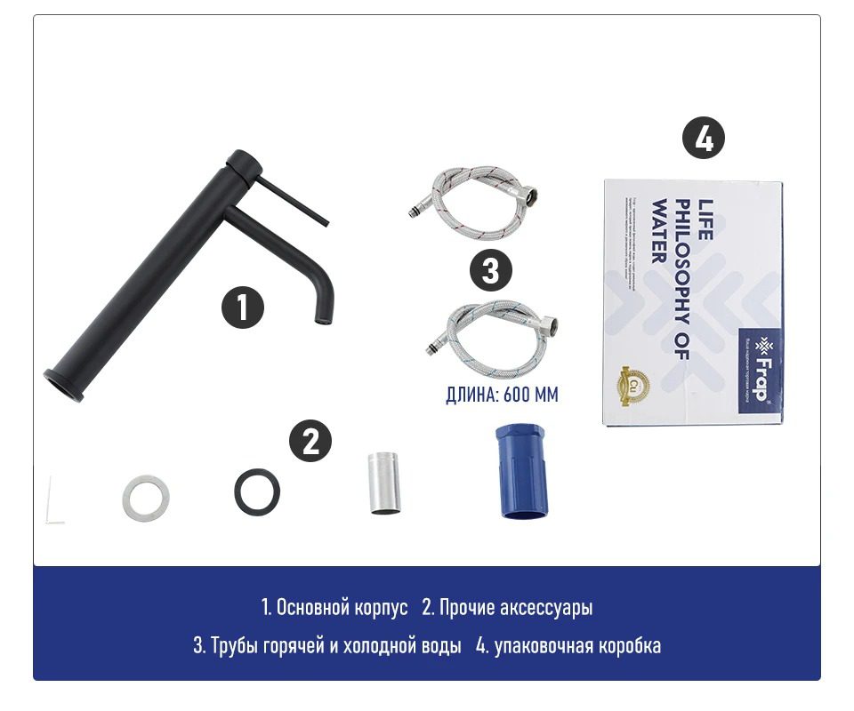 Смеситель для умывальника Frap F10807-26, чёрный — изображение 7