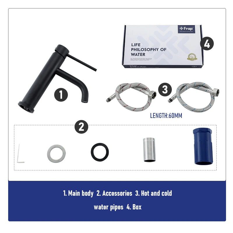 Смеситель для умывальника Frap F10807-6, чёрный — изображение 7