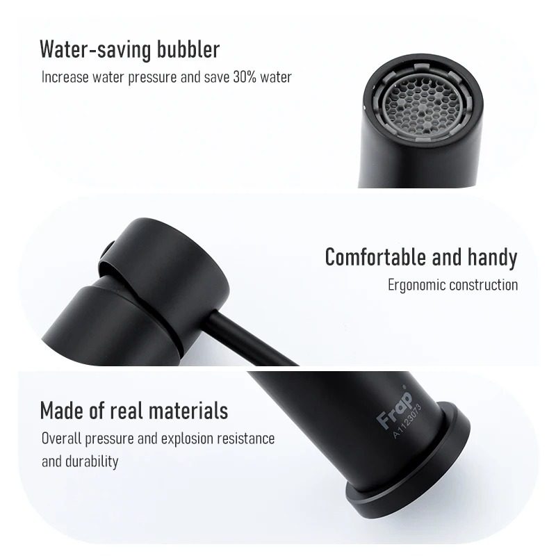 Смеситель для умывальника Frap F10807-6, чёрный — изображение 6