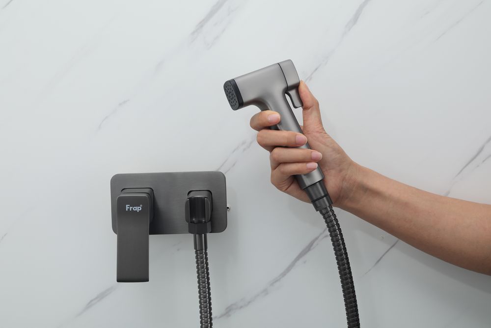 Смеситель скрытого монтажа для гигиенического душа Frap F2084-9, оружейная сталь — изображение 4