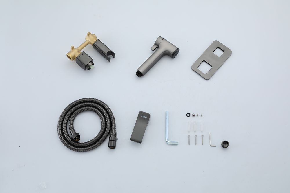 Смеситель скрытого монтажа для гигиенического душа Frap F2084-9, оружейная сталь — изображение 7