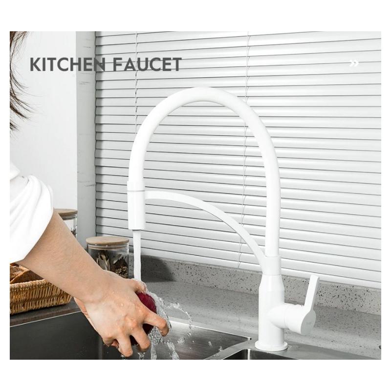 Смеситель для кухни с гибким изливом Frap F4552-8, белый — изображение 3