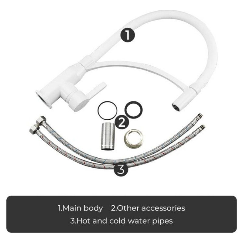 Смеситель для кухни с гибким изливом Frap F4552-8, белый — изображение 6