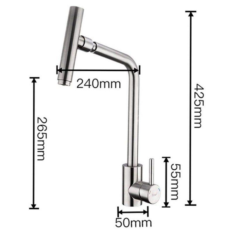 Смеситель для кухни c вращающимся изливом Frap F44899, сатин — изображение 2