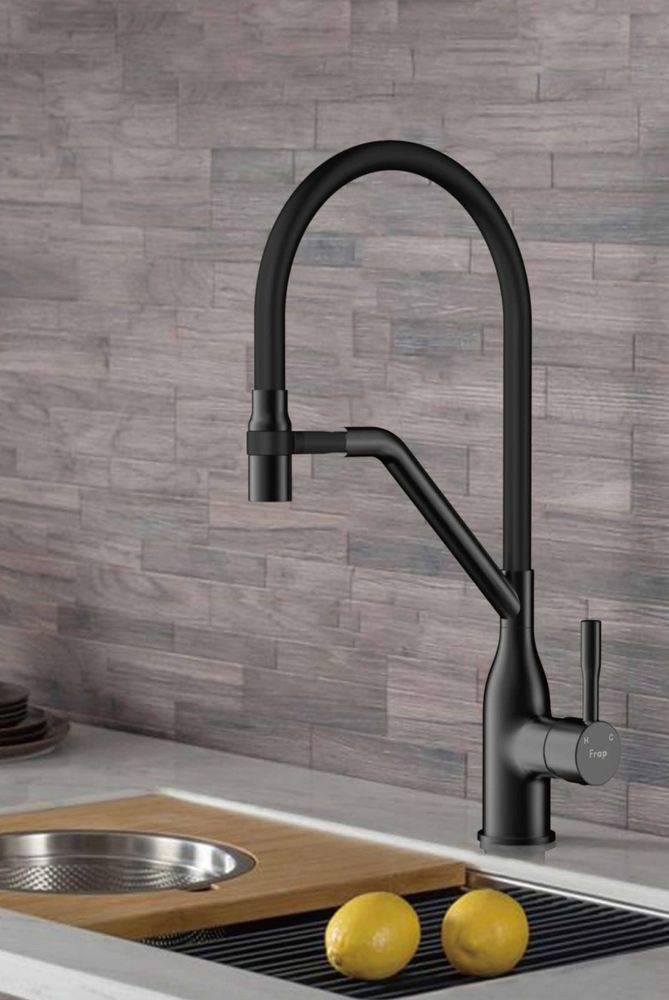 Смеситель для кухни с гибким изливом Frap F4497-6, чёрный — изображение 3