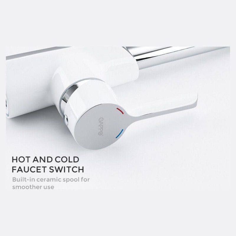 Смеситель для кухни Gappo G4003-8, белый/хром — изображение 5