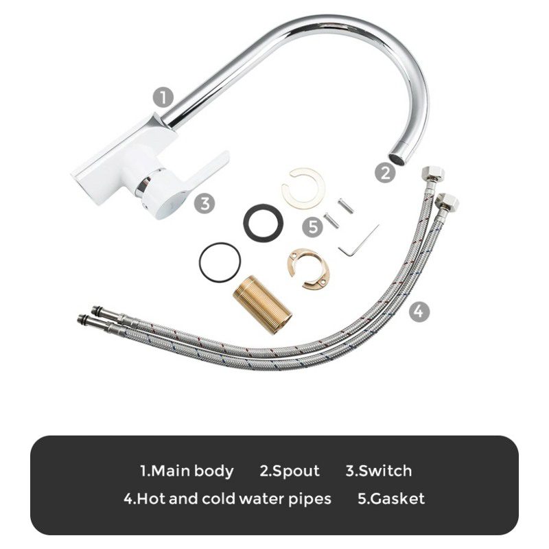 Смеситель для кухни Gappo G4003-8, белый/хром — изображение 7