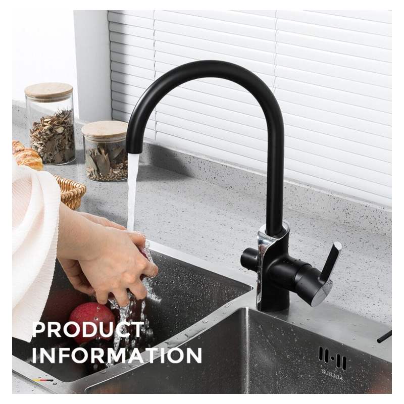 Смеситель для кухни под фильтр Gappo G4303-6, чёрный/хром — изображение 4