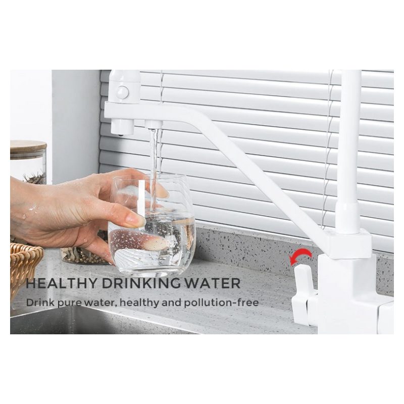 Смеситель для кухни под фильтр с гибким изливом Gappo G4317-8, белый/хром — изображение 6