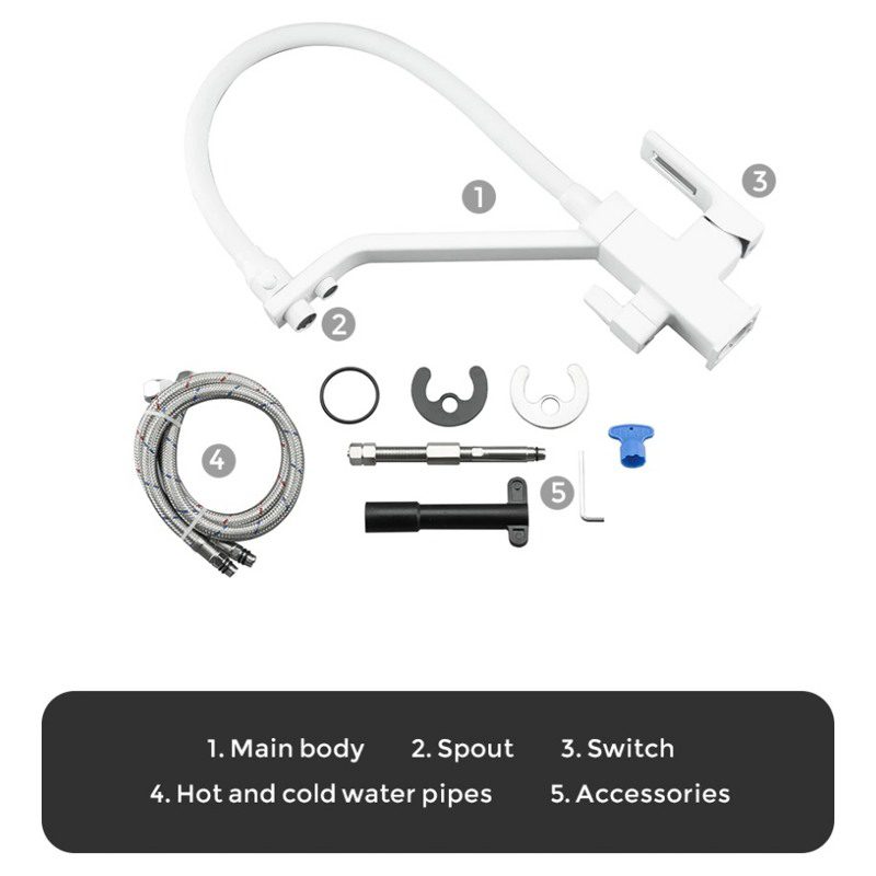 Смеситель для кухни под фильтр с гибким изливом Gappo G4317-8, белый/хром — изображение 7