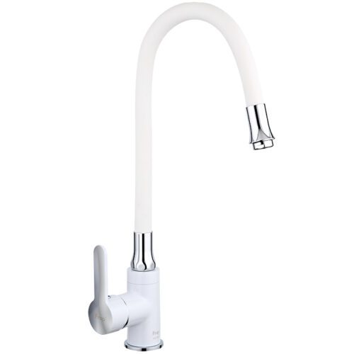 Смеситель для кухни с гибким изливом Frap F4041, белый/хром