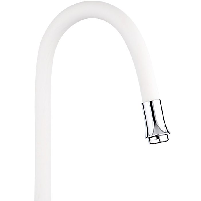 Смеситель для кухни с гибким изливом Frap F4041, белый/хром — изображение 3
