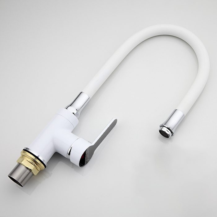 Смеситель для кухни с гибким изливом Frap F4041, белый/хром — изображение 4