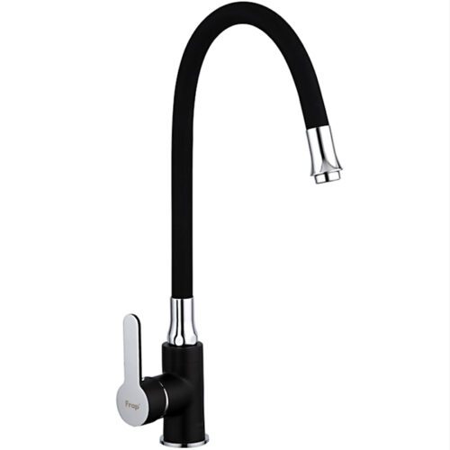 Смеситель для кухни с гибким изливом Frap F4042, чёрный/хром
