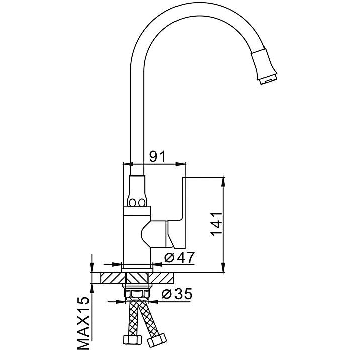 Смеситель для кухни с гибким изливом Frap F4042, чёрный/хром — изображение 2