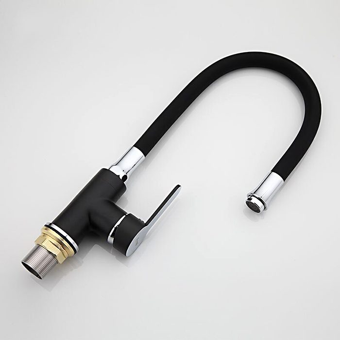 Смеситель для кухни с гибким изливом Frap F4042, чёрный/хром — изображение 4