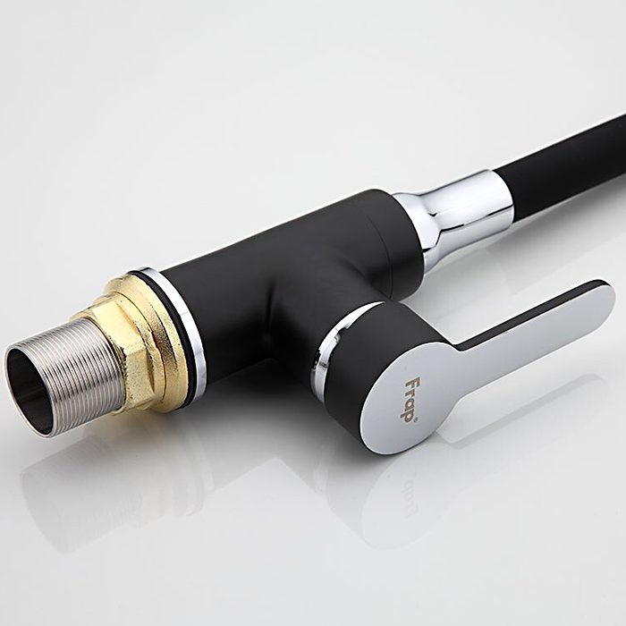 Смеситель для кухни с гибким изливом Frap F4042, чёрный/хром — изображение 6