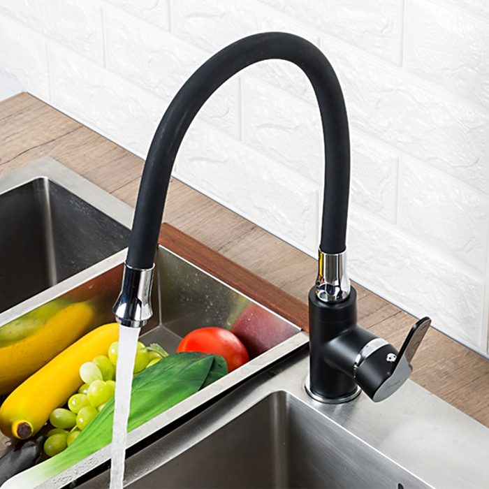 Смеситель для кухни с гибким изливом Frap F4042, чёрный/хром — изображение 9