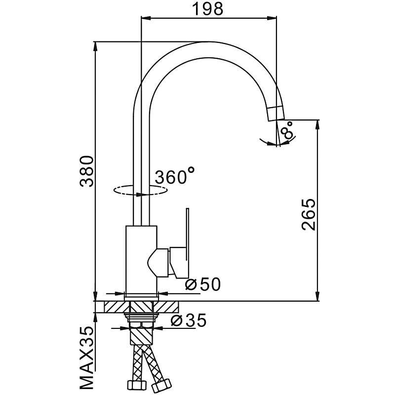 Смеситель для кухни Frap F4048, сатин — изображение 2