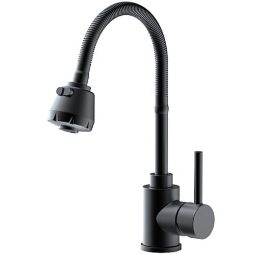Смеситель для кухни с гибким изливом Frap F40993-6, чёрный