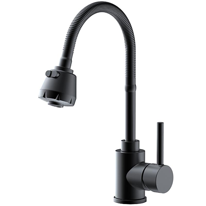 Смеситель для кухни с гибким изливом Frap F40993-6, чёрный