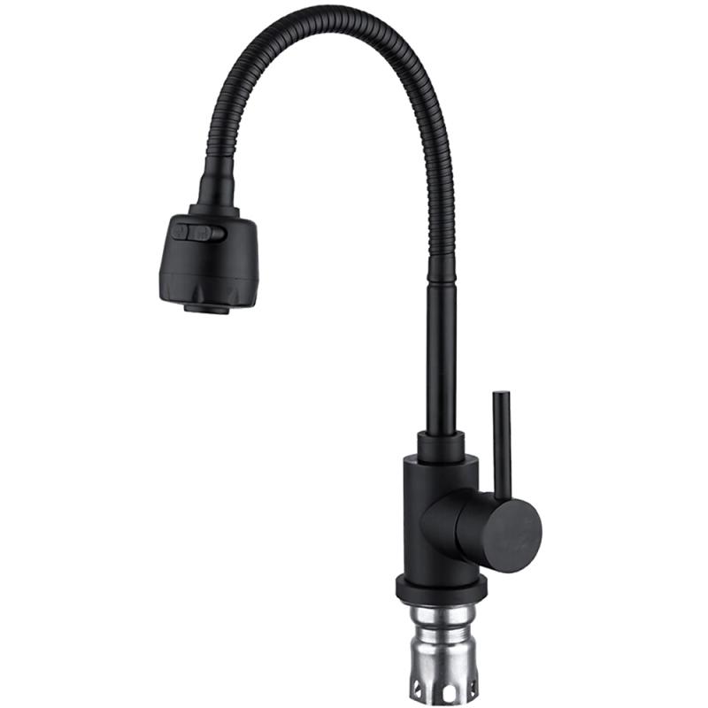 Смеситель для кухни с гибким изливом Frap F40993-6, чёрный — изображение 3