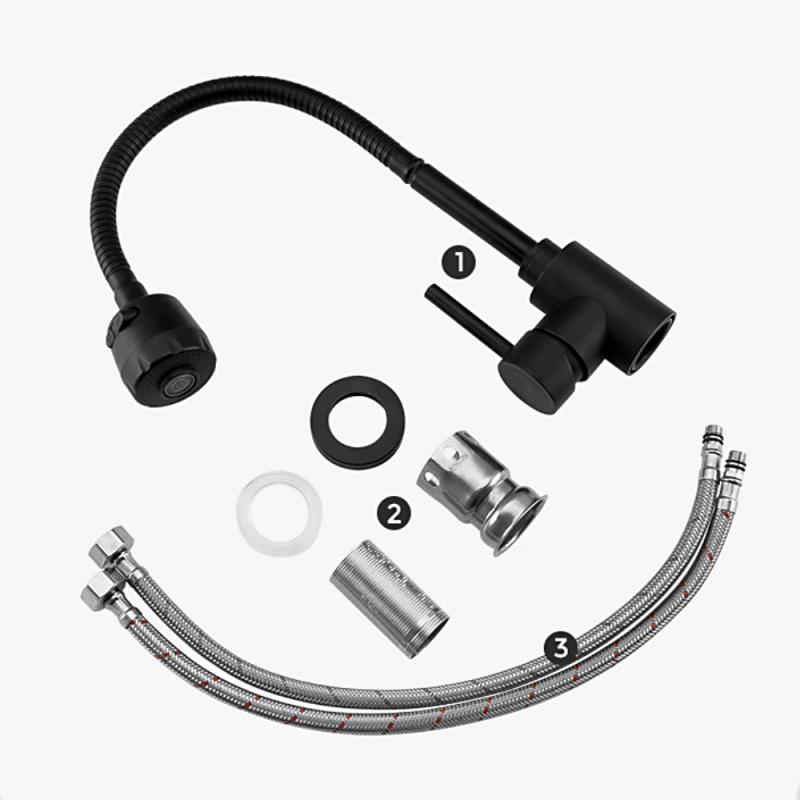 Смеситель для кухни с гибким изливом Frap F40993-6, чёрный — изображение 8