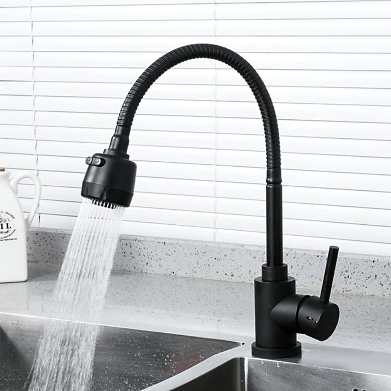 Смеситель для кухни с гибким изливом Frap F40993-6, чёрный — изображение 10