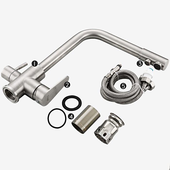 Смеситель для кухни под фильтр Frap F4348, сатин — изображение 7