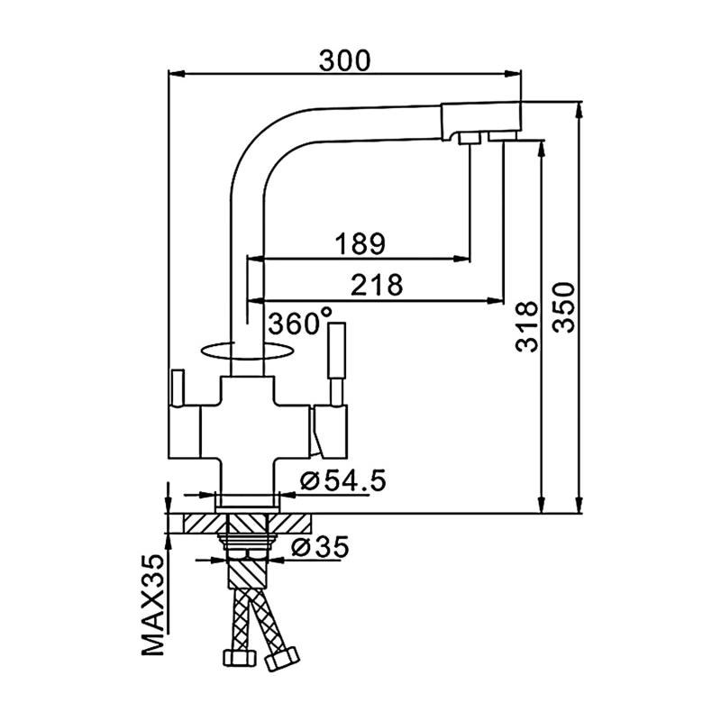 Смеситель для кухни под фильтр Frap F4352-7, чёрный/хром — изображение 2