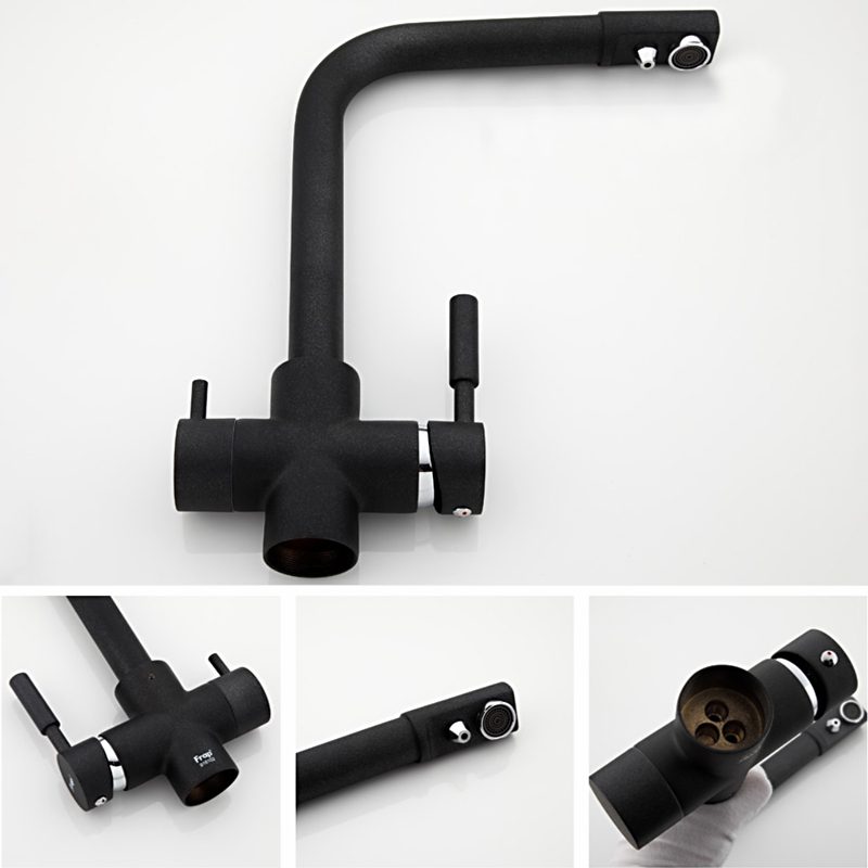 Смеситель для кухни под фильтр Frap F4352-7, чёрный/хром — изображение 4