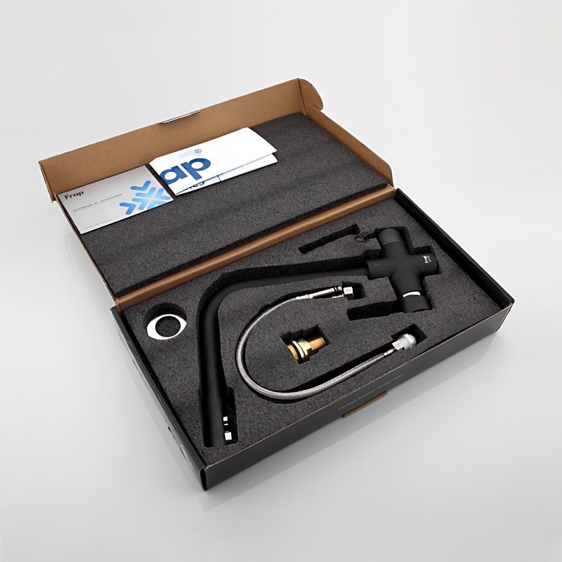 Смеситель для кухни под фильтр Frap F4352-7, чёрный/хром — изображение 10